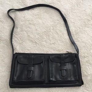 Johnny Farah New York Black Leather Shoulder Purse